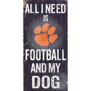 Clemson Tigers Distressed Football And My Dog Sign